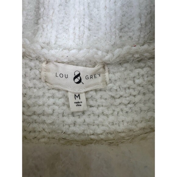 Fuzzy Mock Neck Sweater Lou & Gray White Womens M Soft Comfortcore Minimalist - Picture 3 of 6